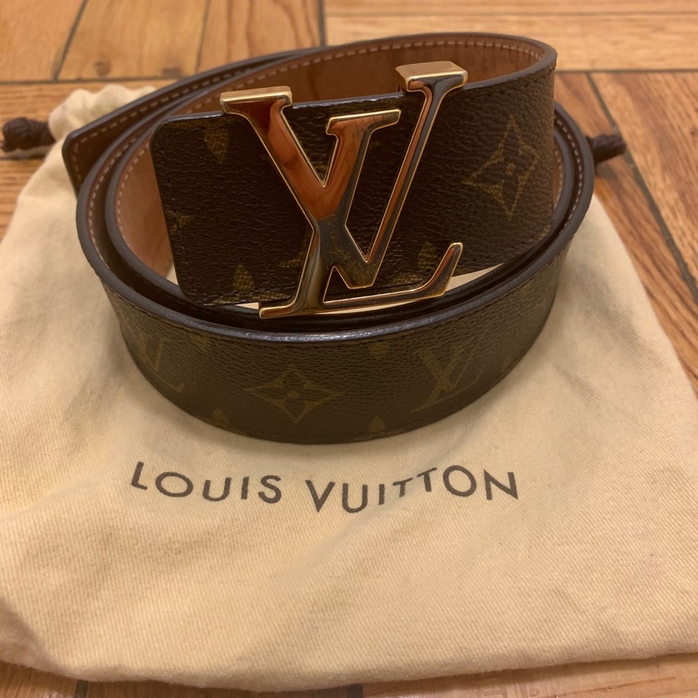 LOUIS VUITTON CLASSIC MONOGRAM BELT W/ GOLD BUCKLE